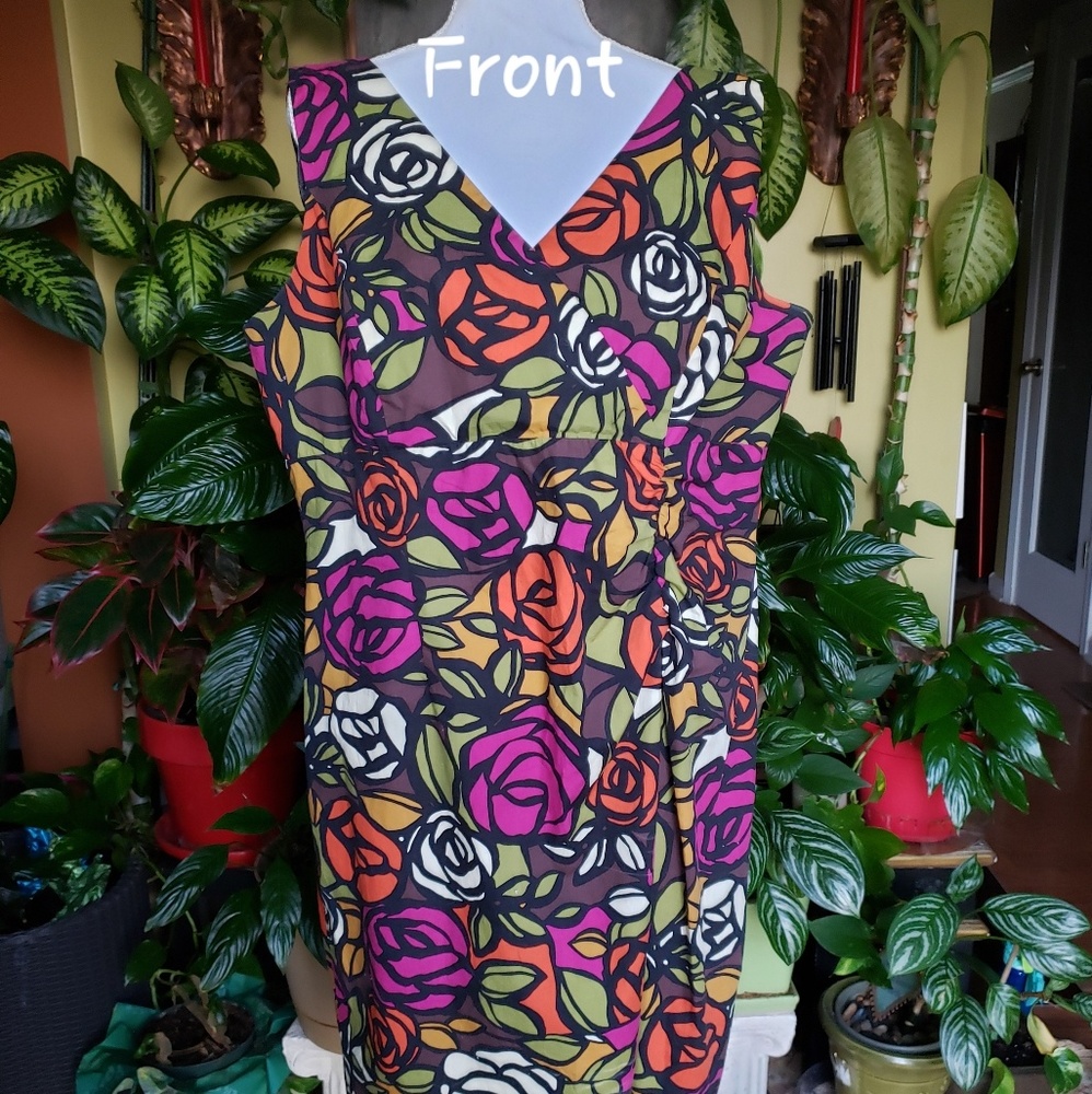 Beautiful Multi-Color Floral Cotton Dress Size 18